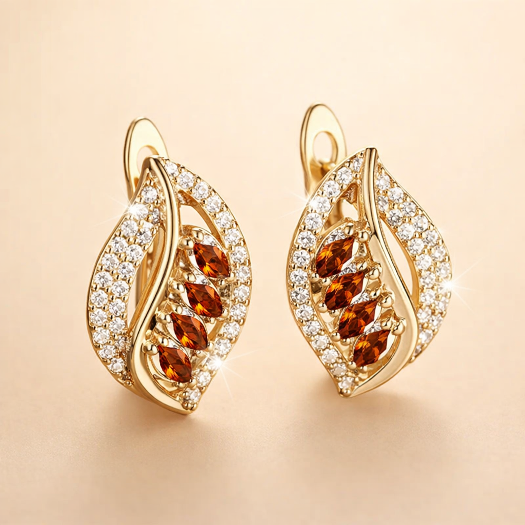 Leaf Crystal Earrings