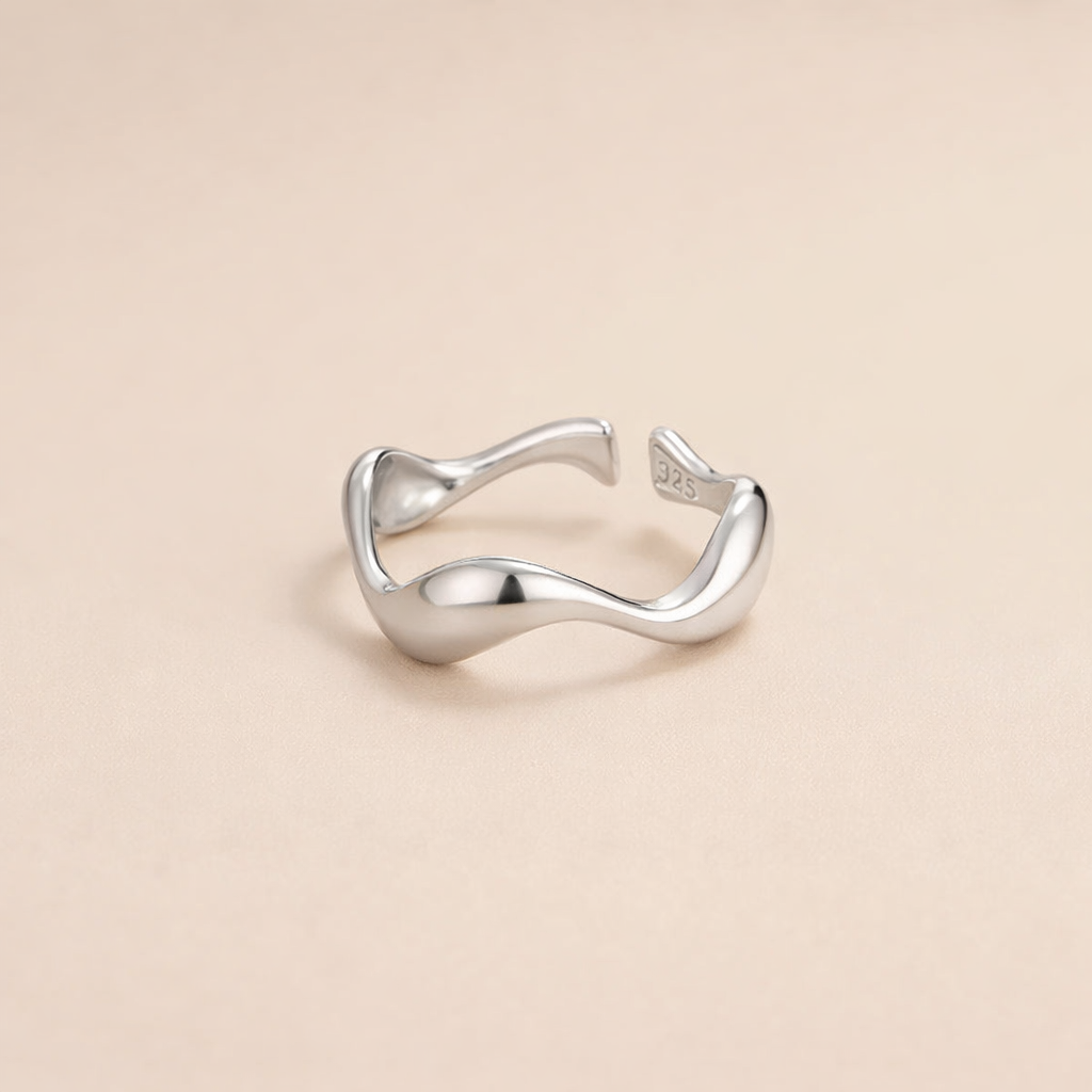Minimal Silver Wave Ring