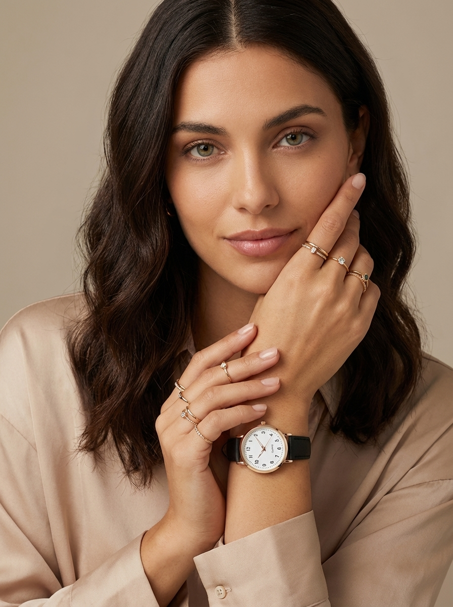 Minimalist Leather Strap Watch - Elara