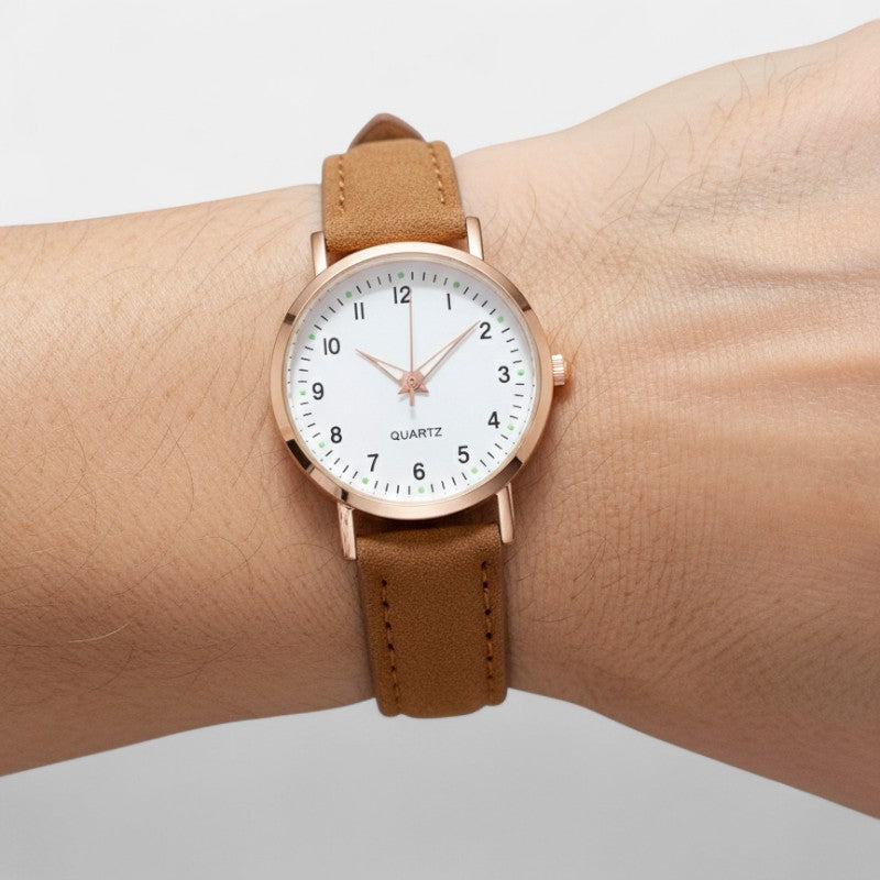 Minimalist Leather Strap Watch - Elara