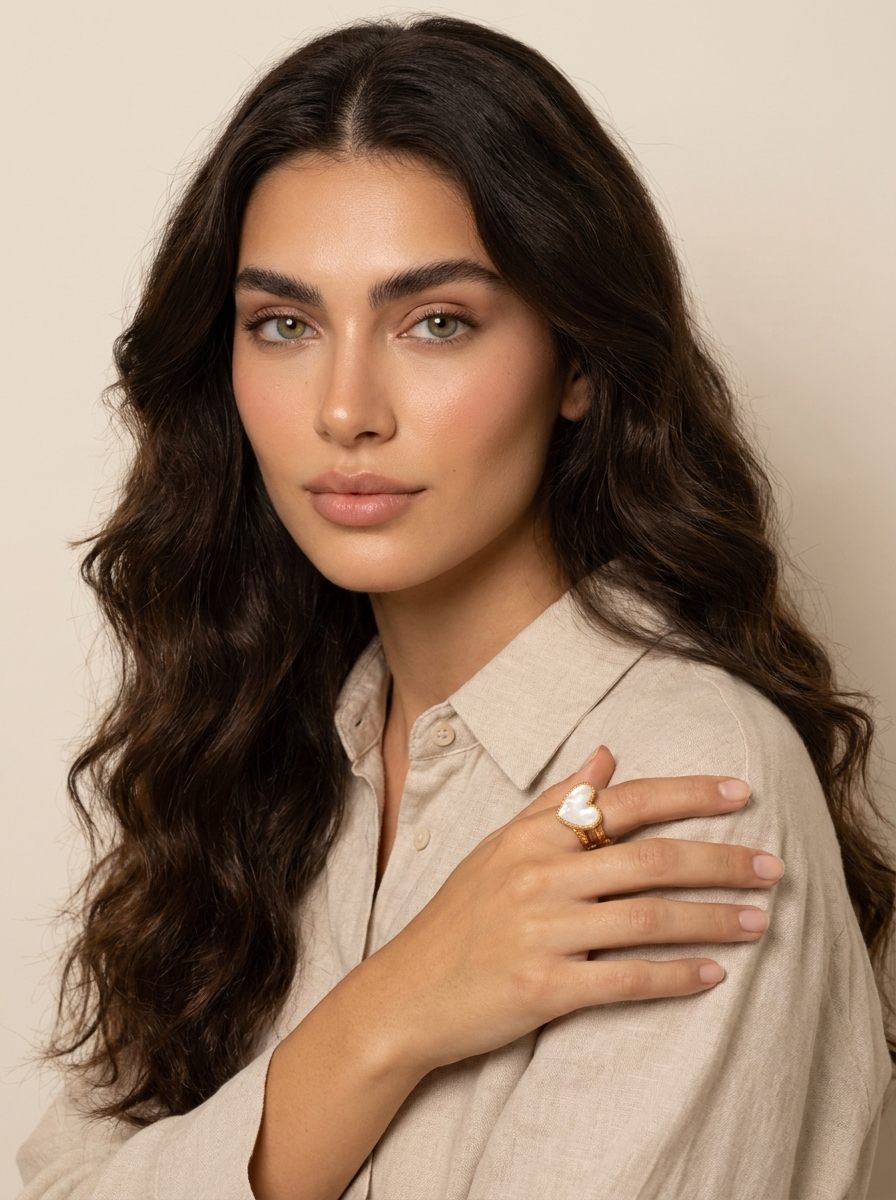 Mother of Pearl Heart Ring - Amoura