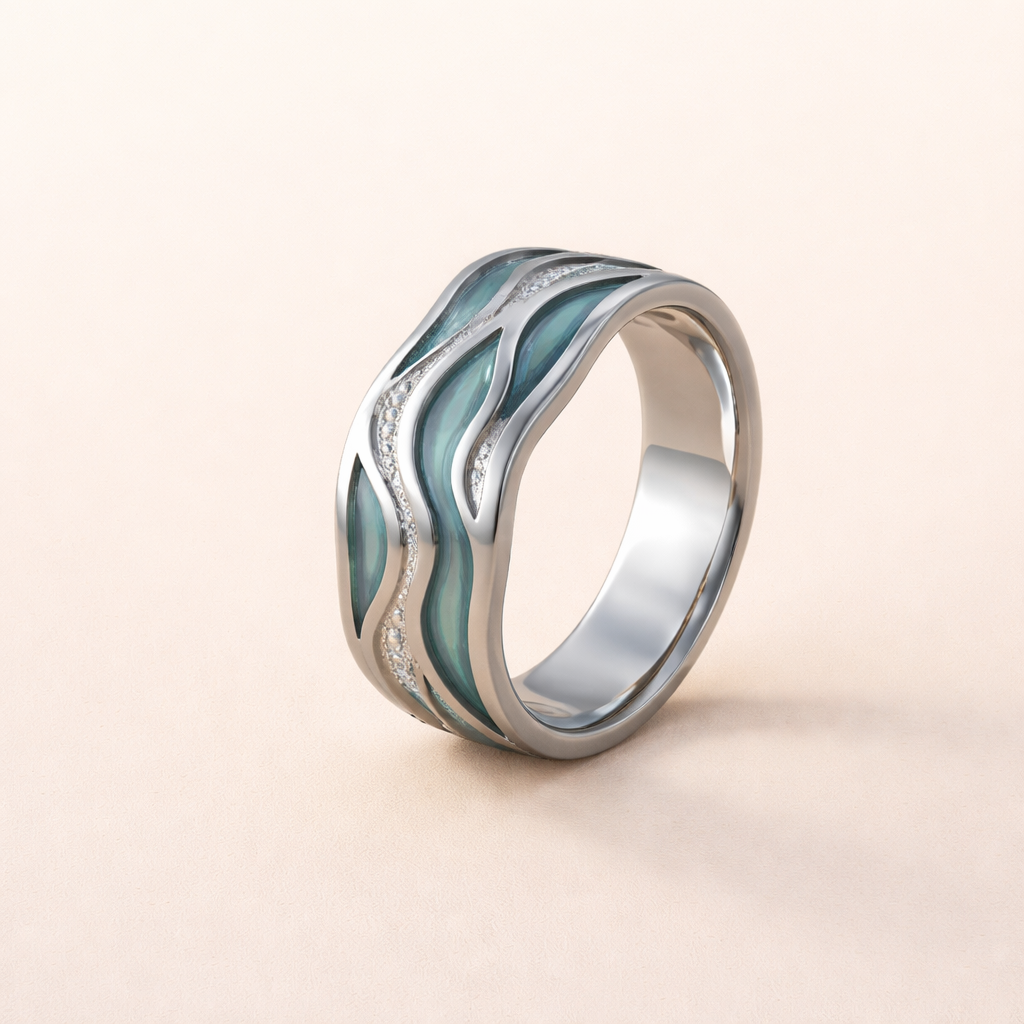 Ocean Wave Inlay Ring