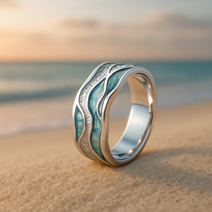 Ocean Wave Inlay Ring