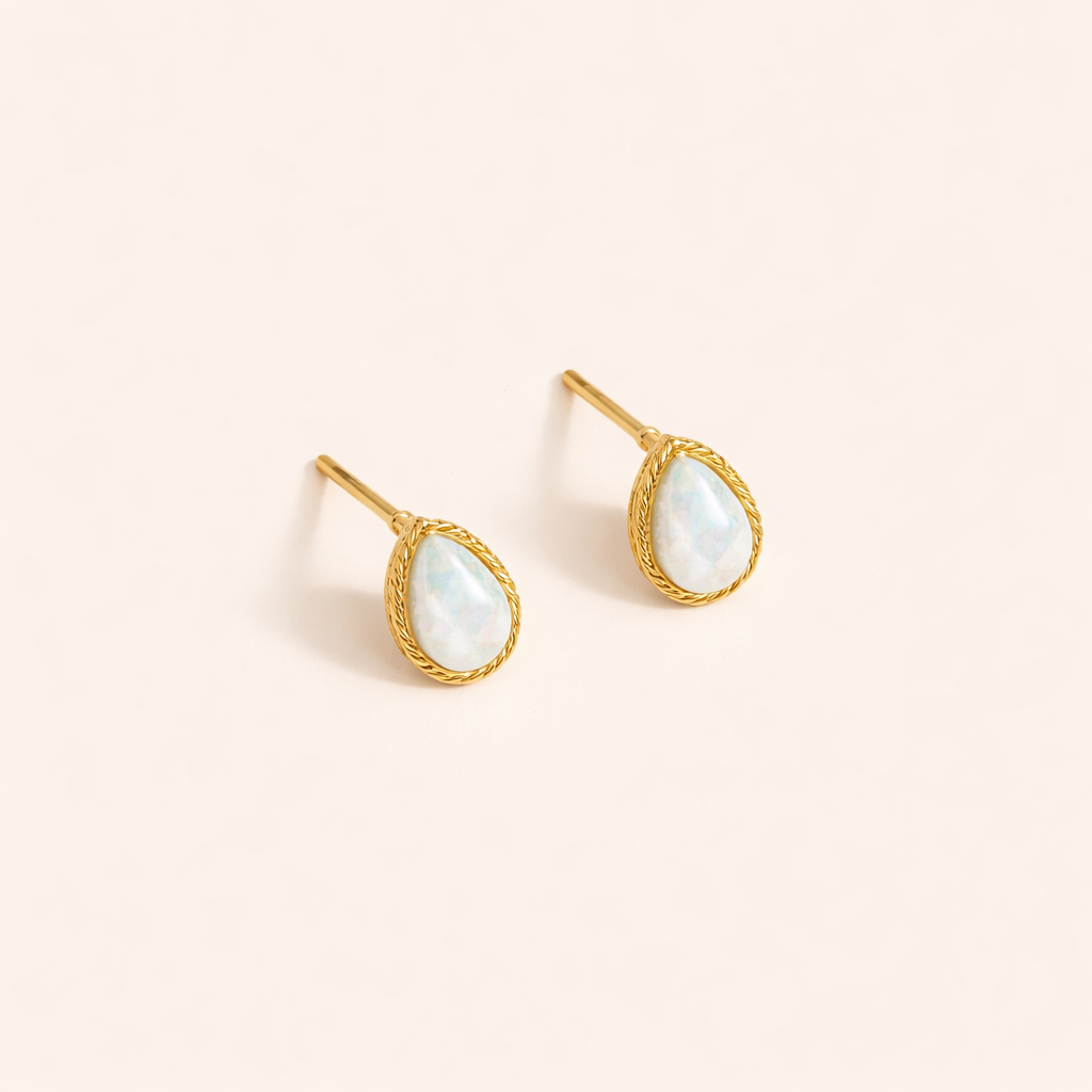 Opal Teardrop Stud Earrings