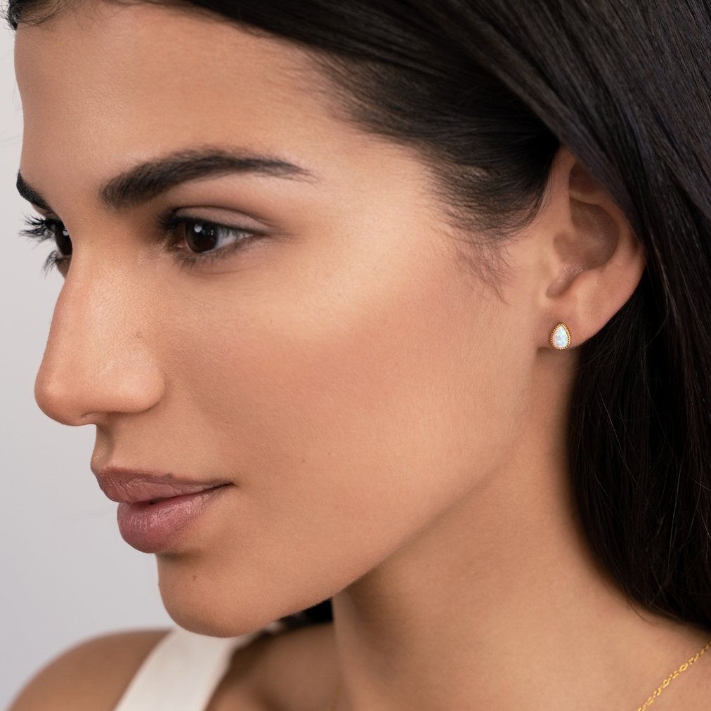 Opal Teardrop Stud Earrings