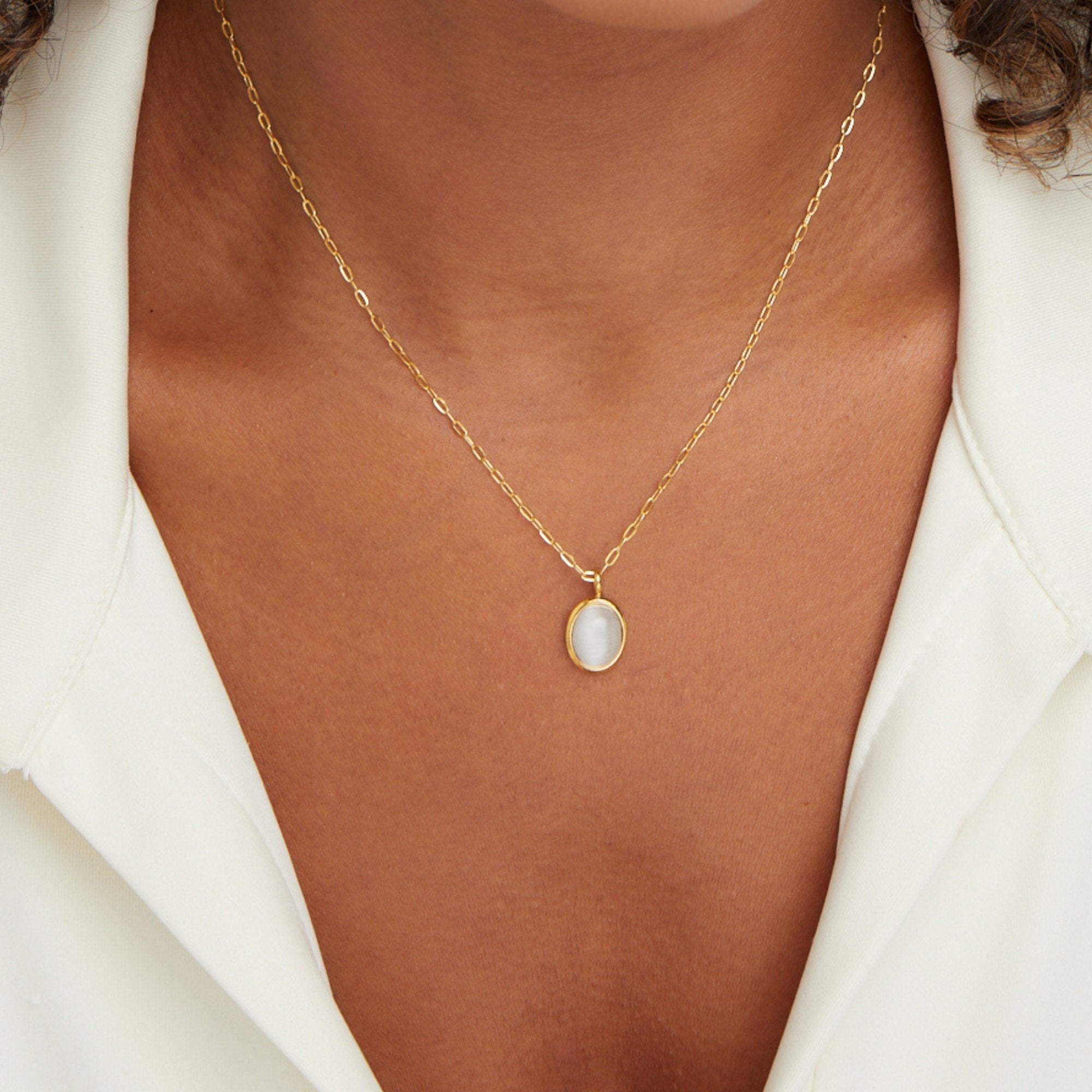 Oval Moonstone Pendant Necklace