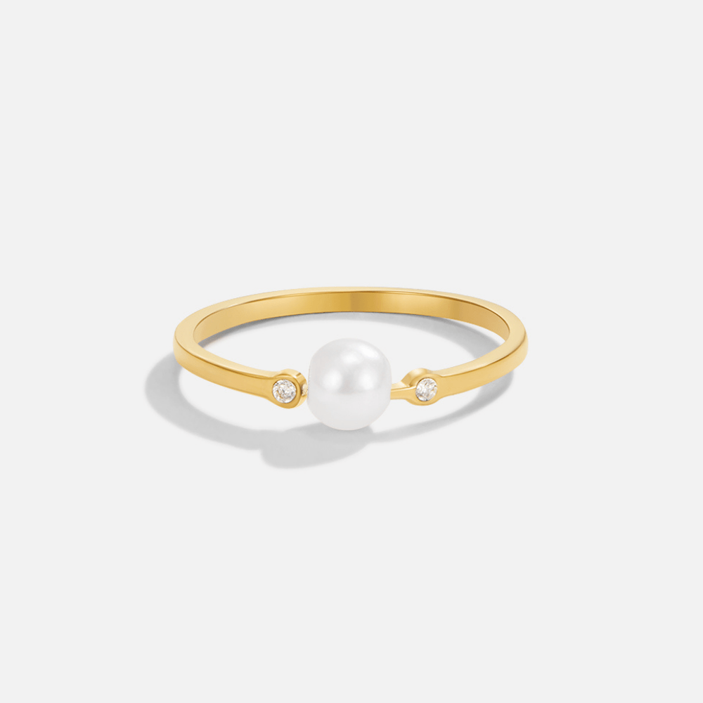 Pearl Crystal Gold Ring