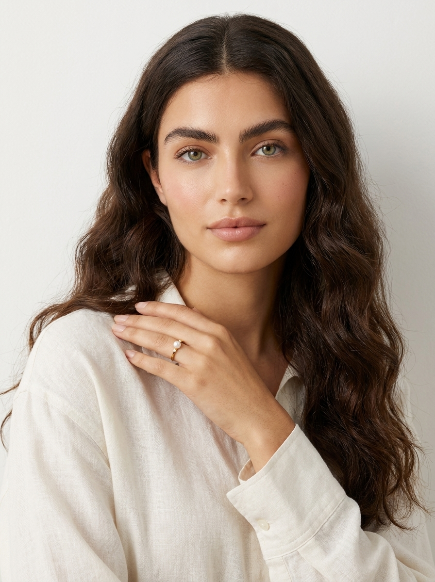 Pearl Crystal Gold Ring