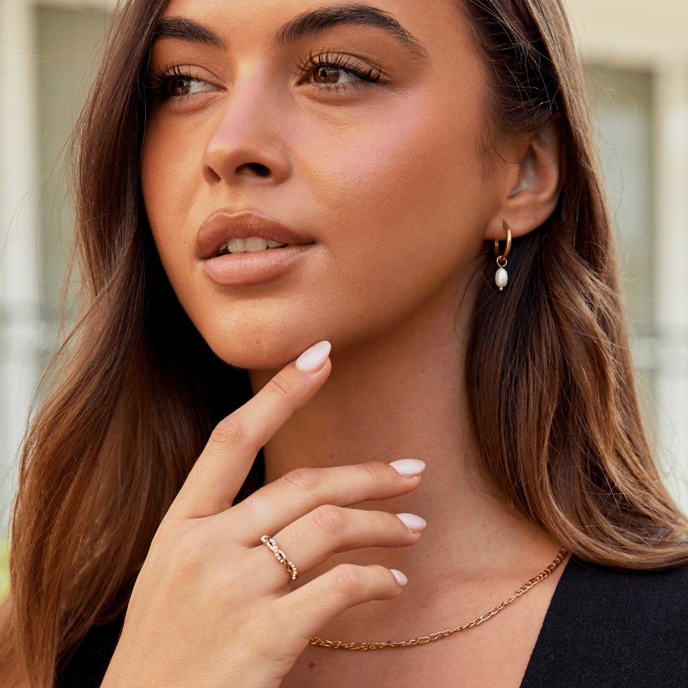 Pearl Drop Hoop Earrings