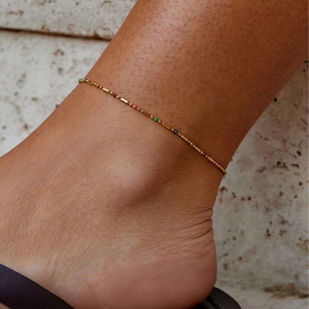 Rainbow Beaded Anklet