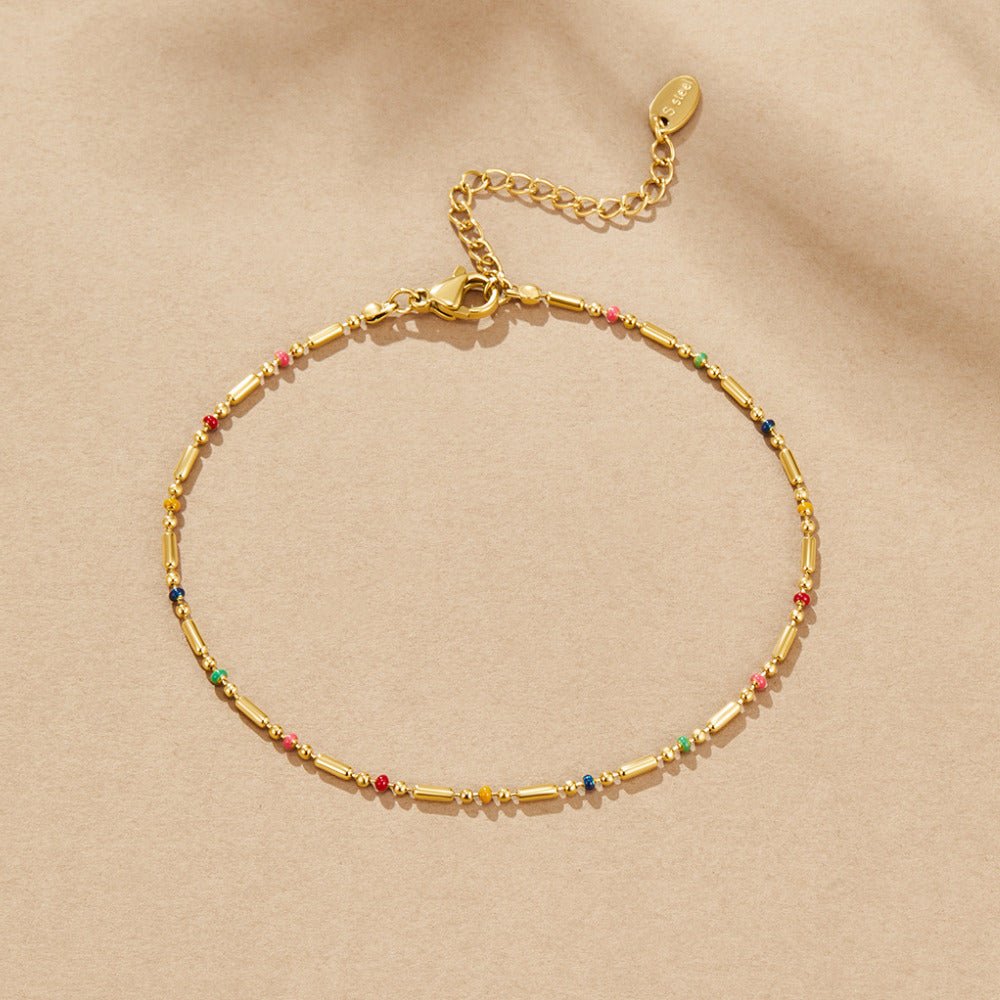 Rainbow Beaded Anklet