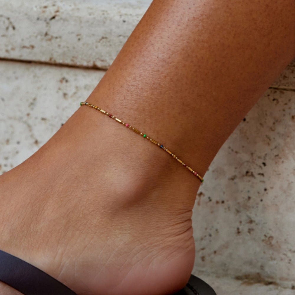 Rainbow Beaded Anklet