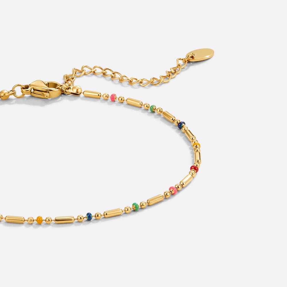 Rainbow Beaded Anklet