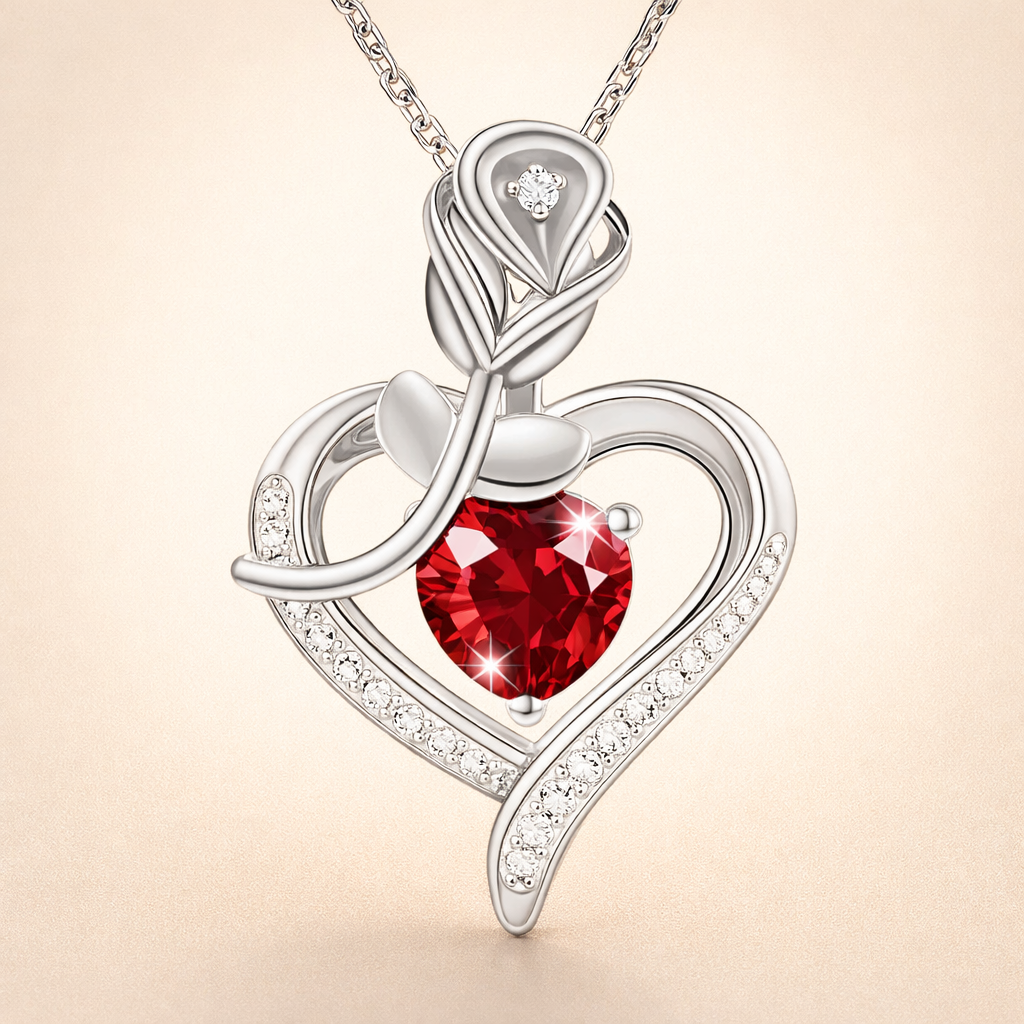 Rose Heart Crystal Necklace