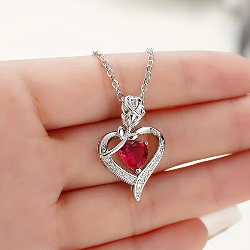 Rose Heart Crystal Necklace