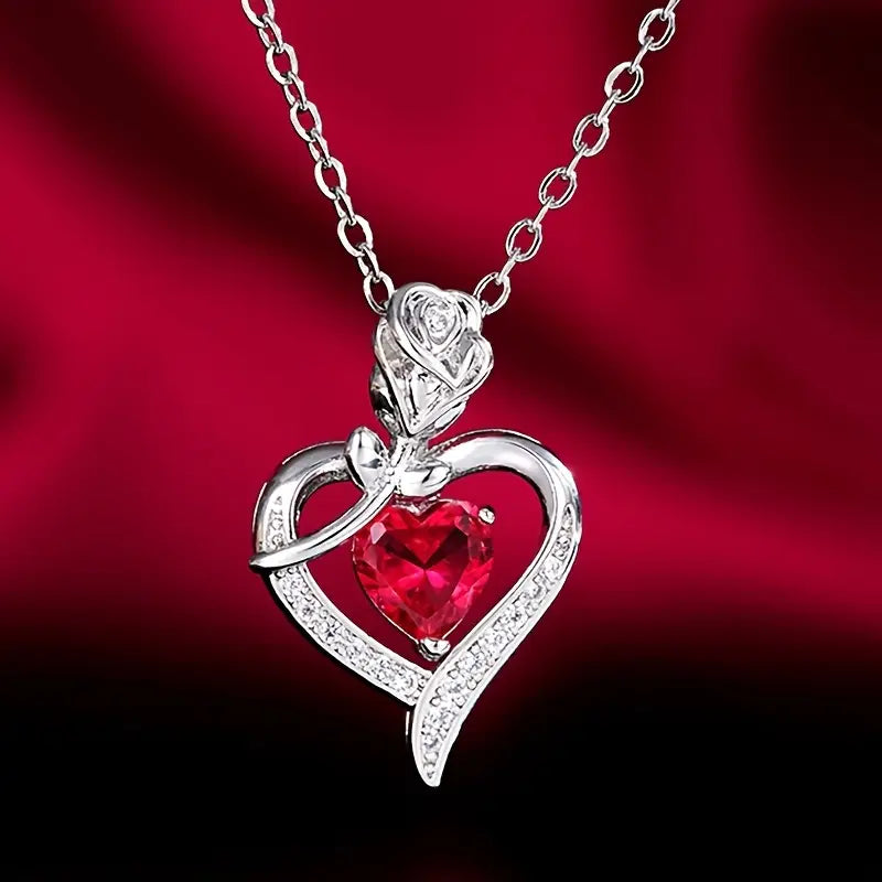 Rose Heart Crystal Necklace