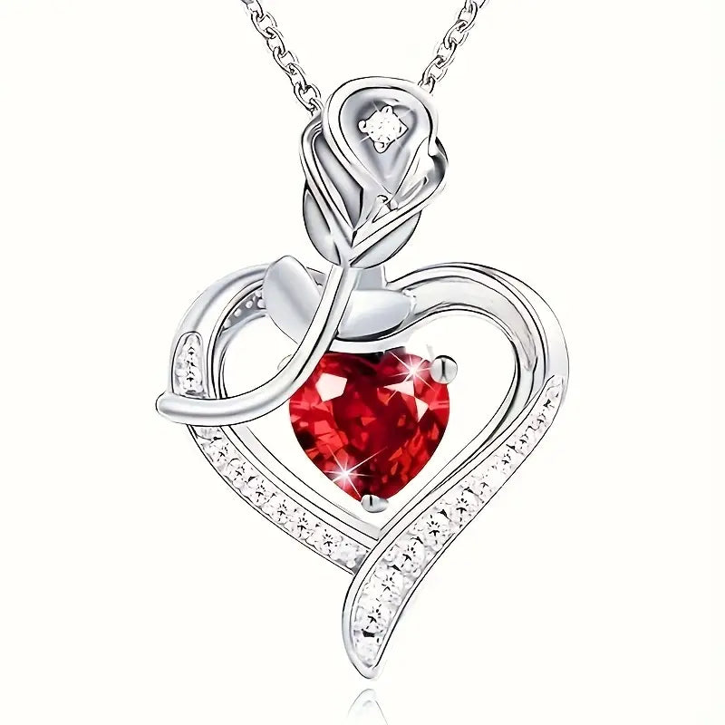 Rose Heart Crystal Necklace
