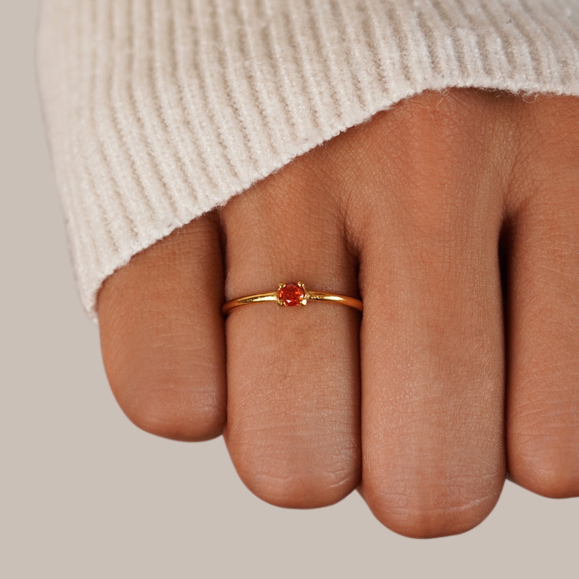 Round Birthstone Band Ring