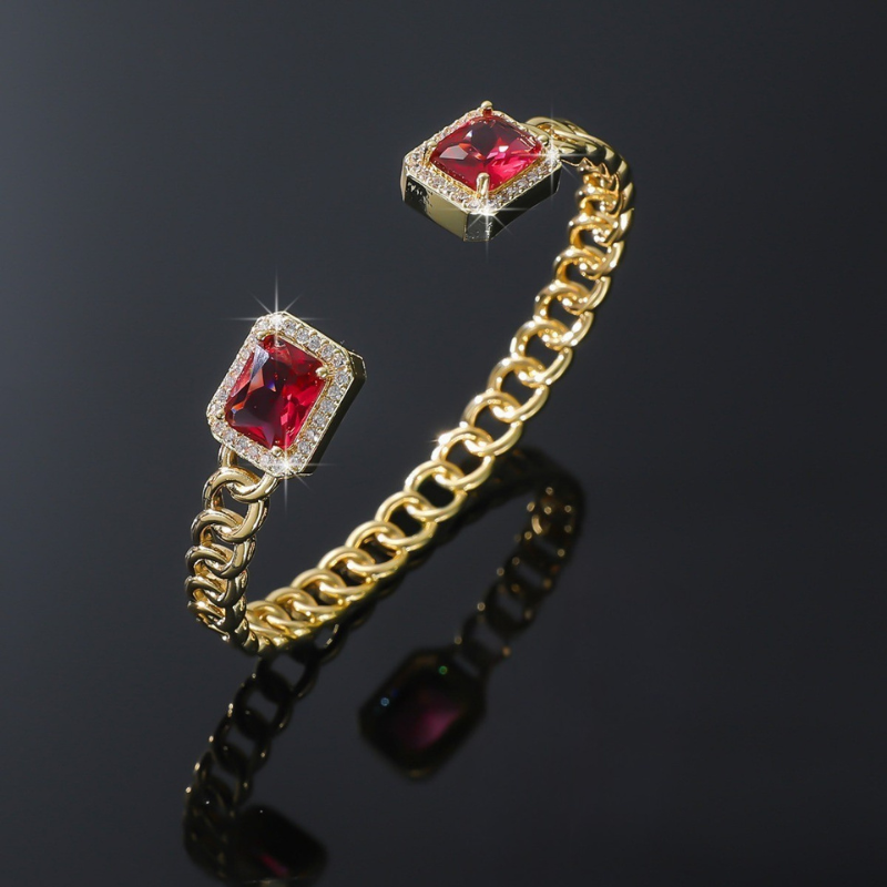 Ruby Chain Cuff Bracelet