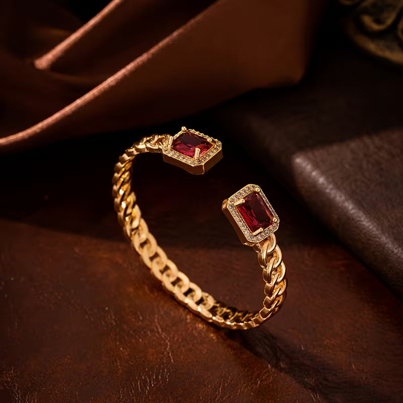 Ruby Chain Cuff Bracelet