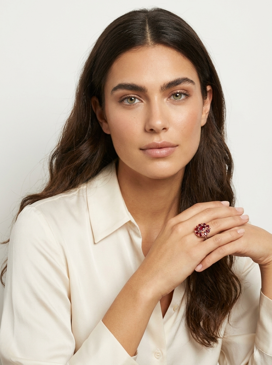 Ruby Floral Cluster Ring