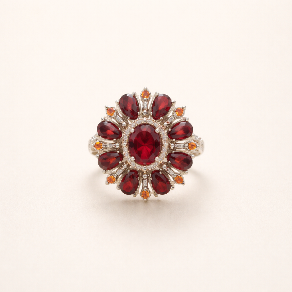 Ruby Floral Cluster Ring