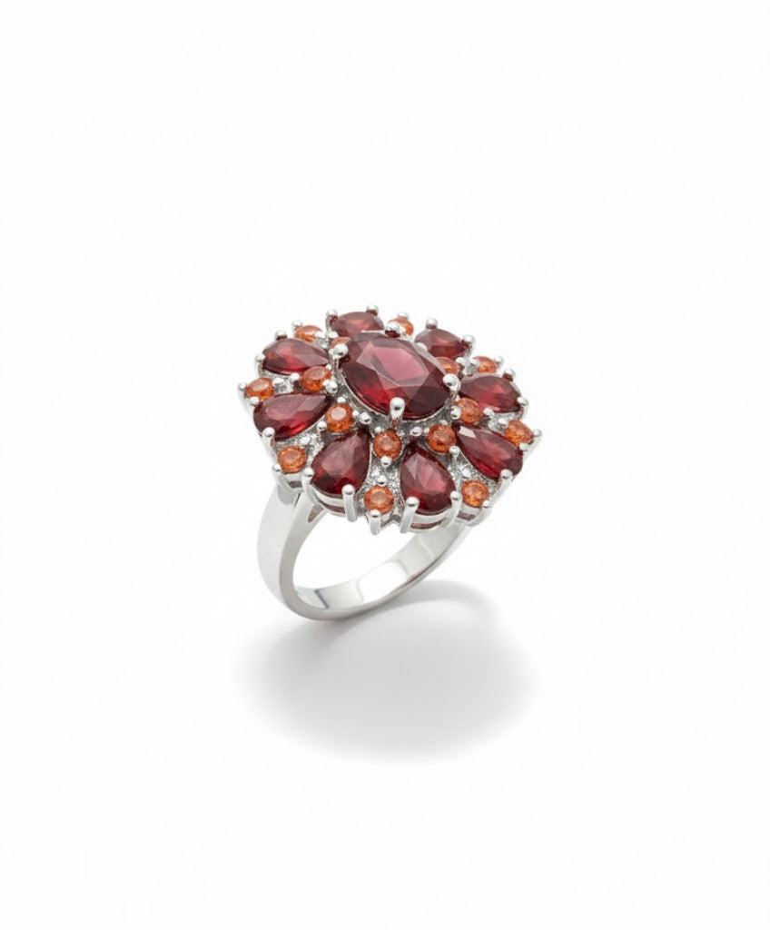 Ruby Floral Cluster Ring