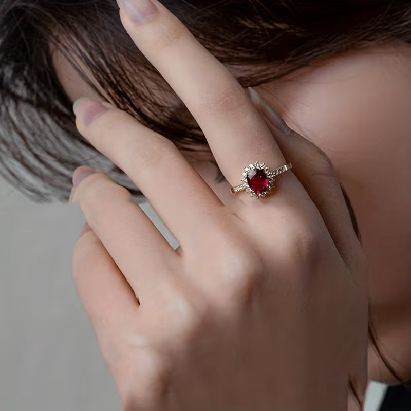 Ruby Halo Crystal Ring