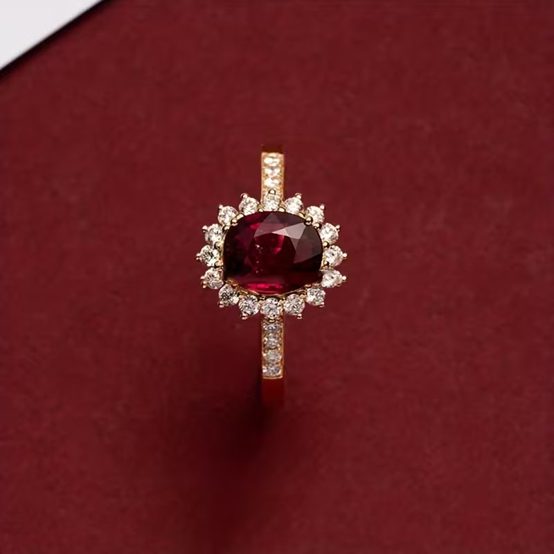 Ruby Halo Crystal Ring