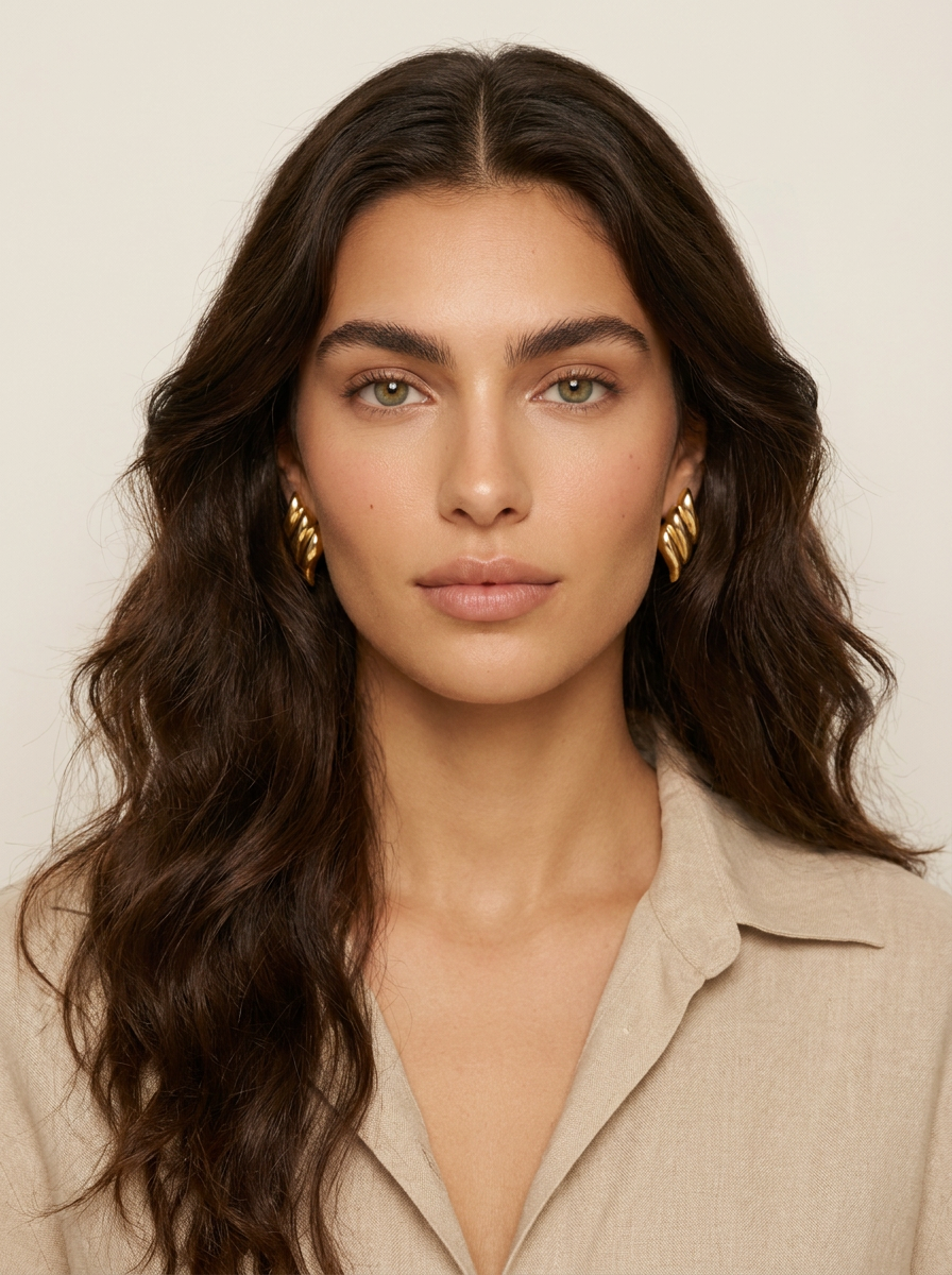 Sculpted Wave Gold Stud Earrings