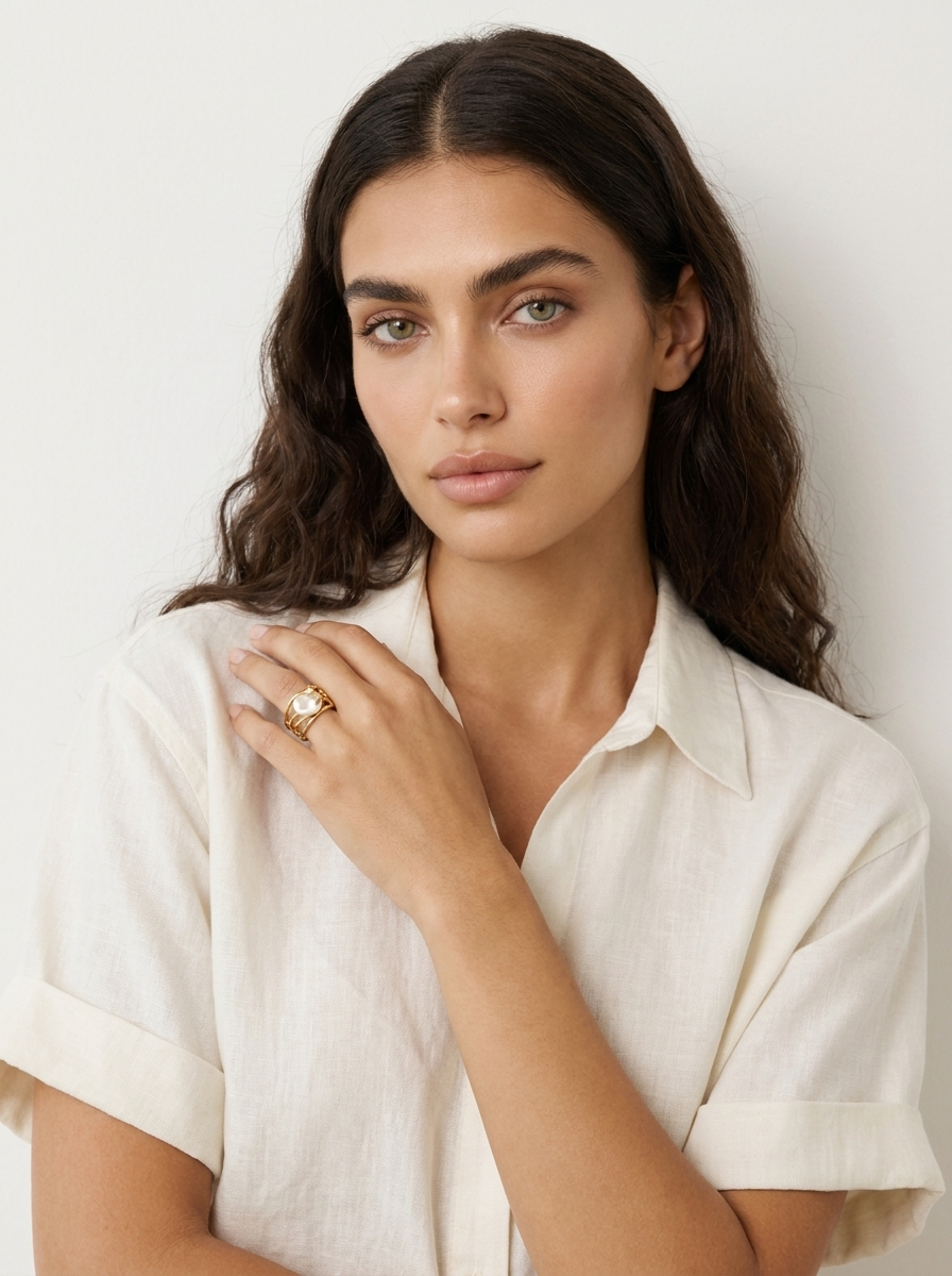 Sculptural Pearl Statement Ring - Elara