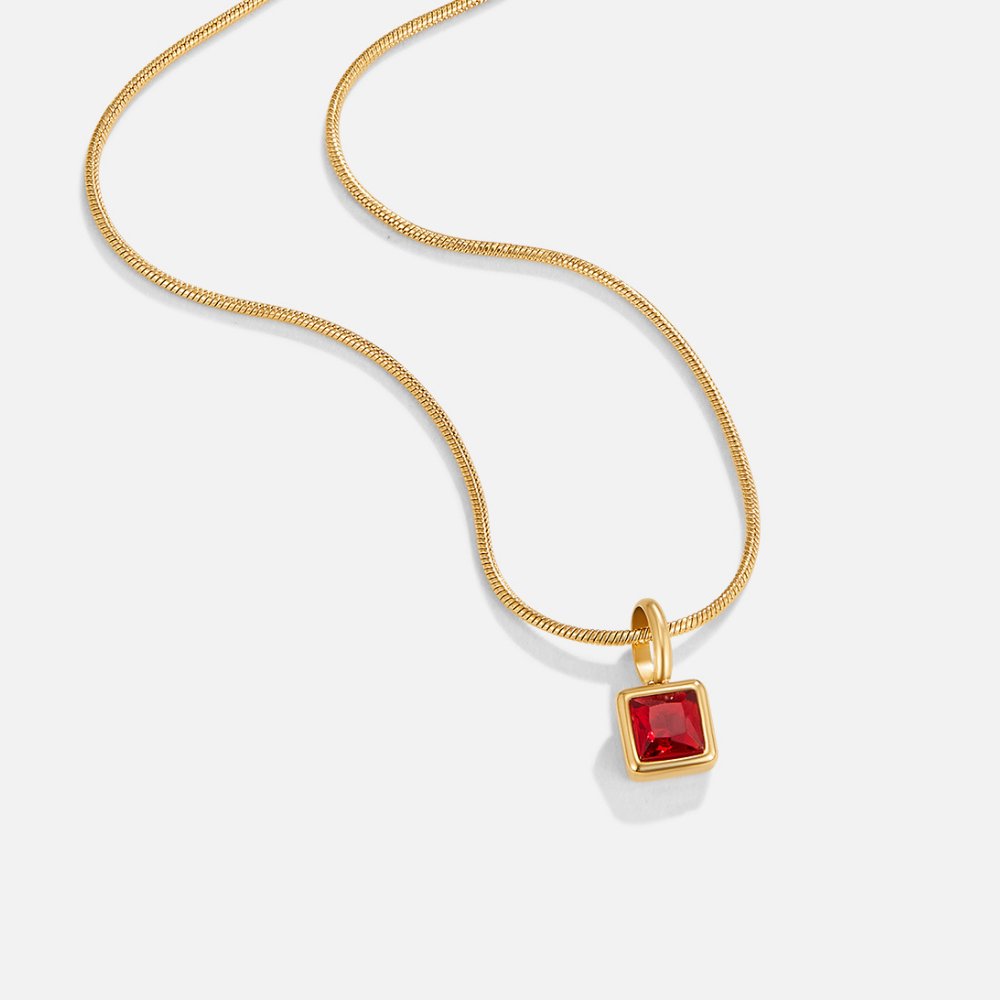 Square Gem Pendant Necklace