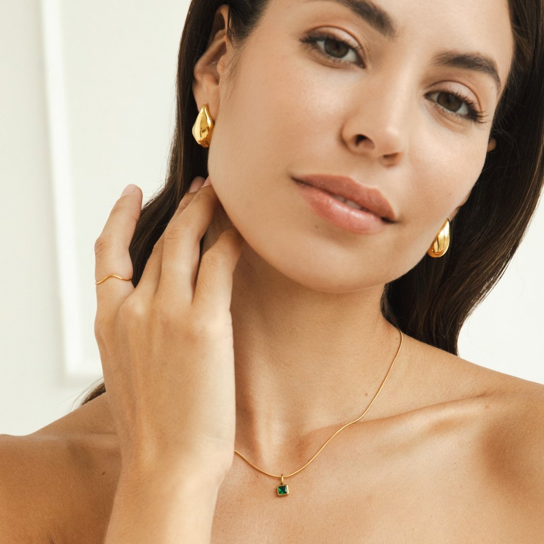 Square Gem Pendant Necklace