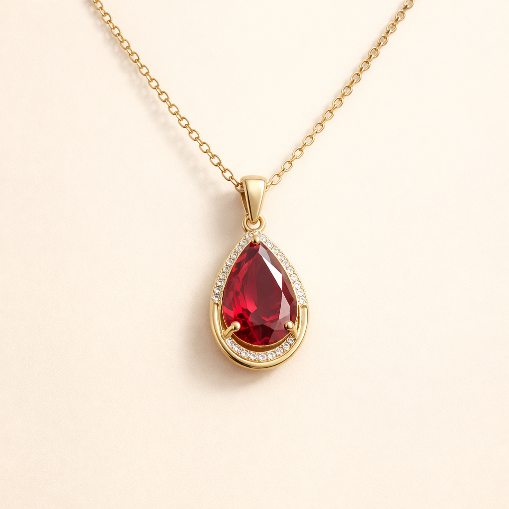 Teardrop Crystal Pendant Necklace