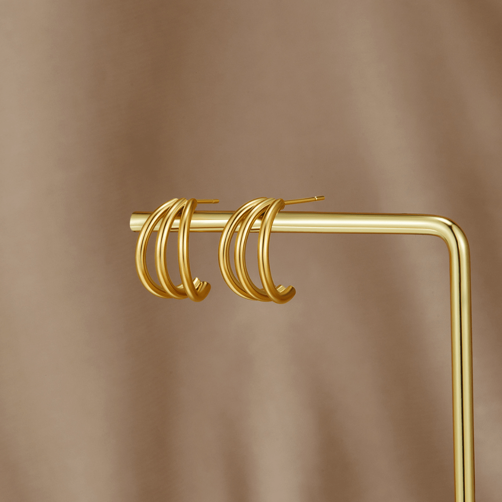 Triple Hoop Stud Earrings