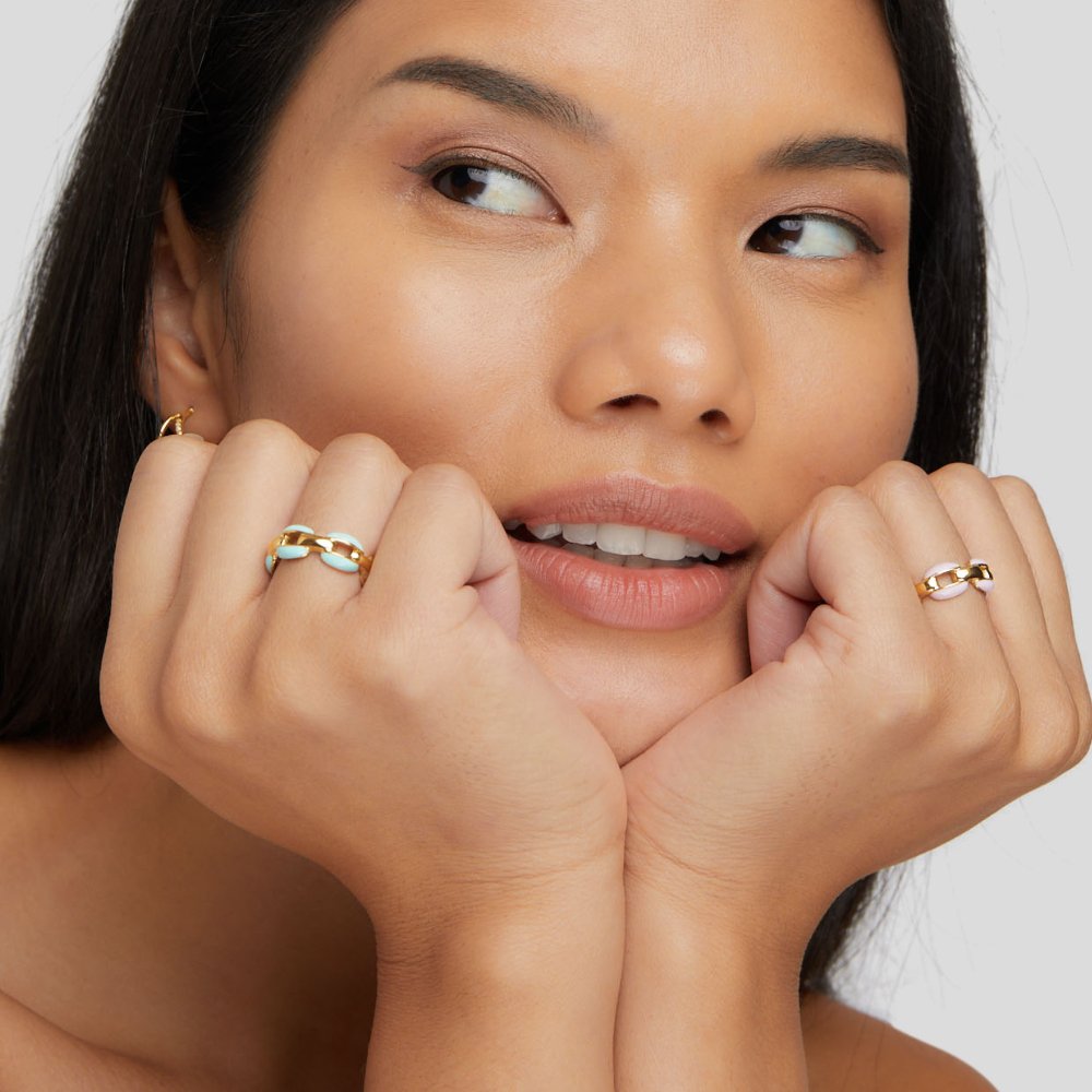 Turquoise Enamel Chain Ring – Maris