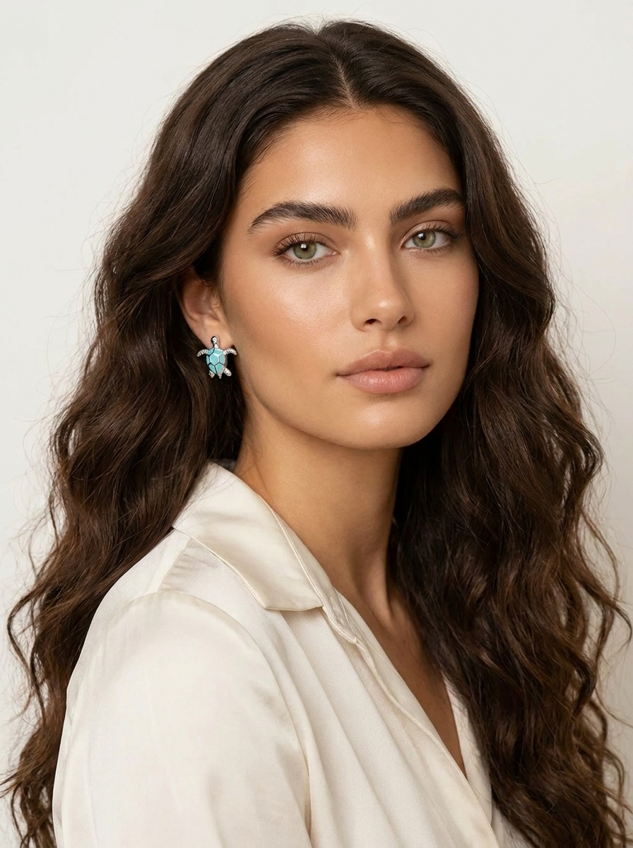 Turquoise Turtle Stud Earrings