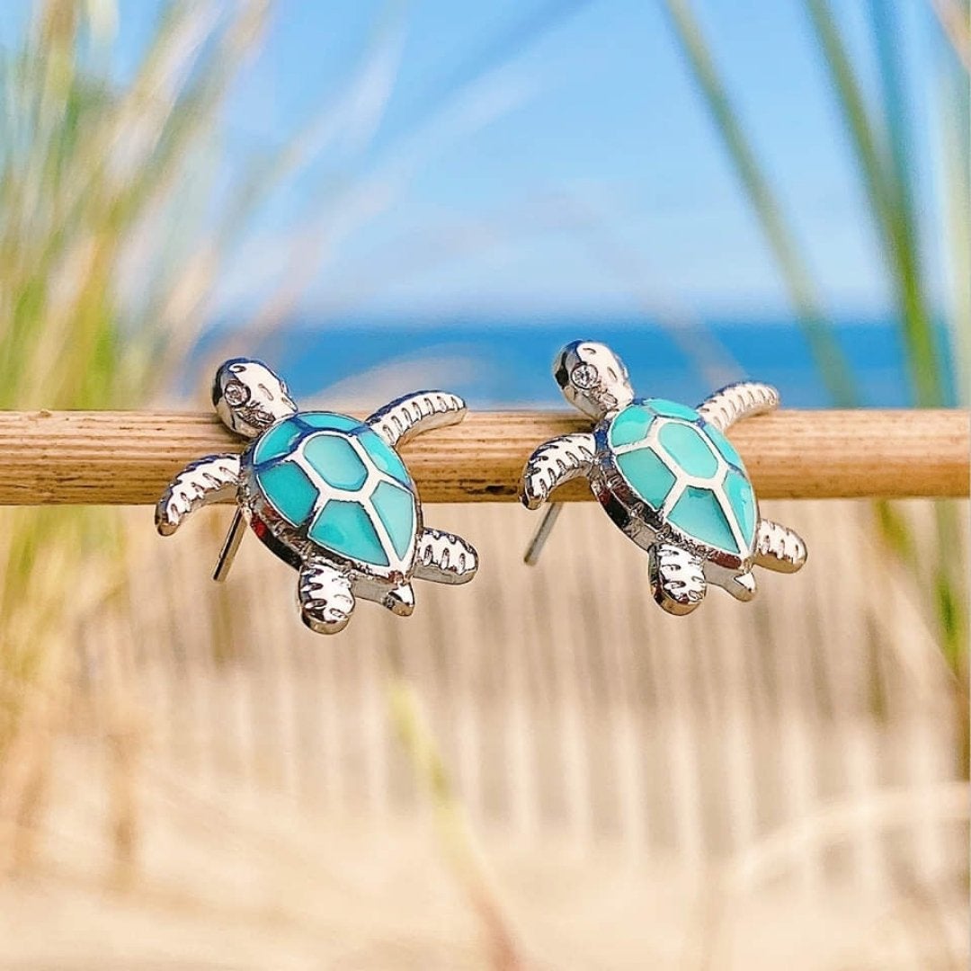 Turquoise Turtle Stud Earrings