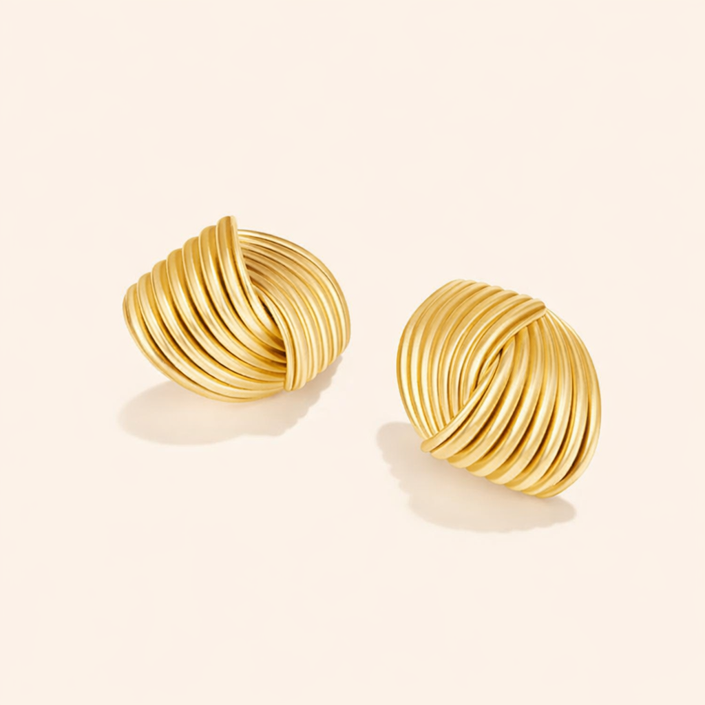 Twisted Gold Knot Stud Earrings
