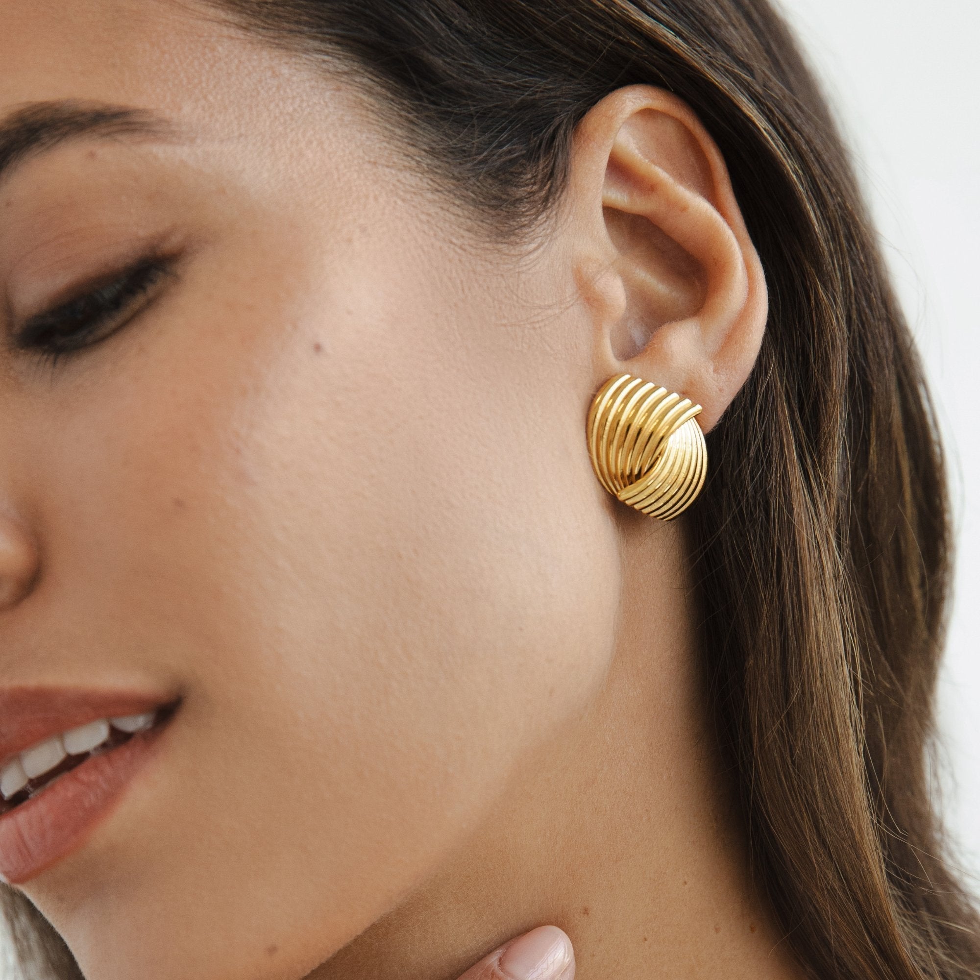 Twisted Gold Knot Stud Earrings