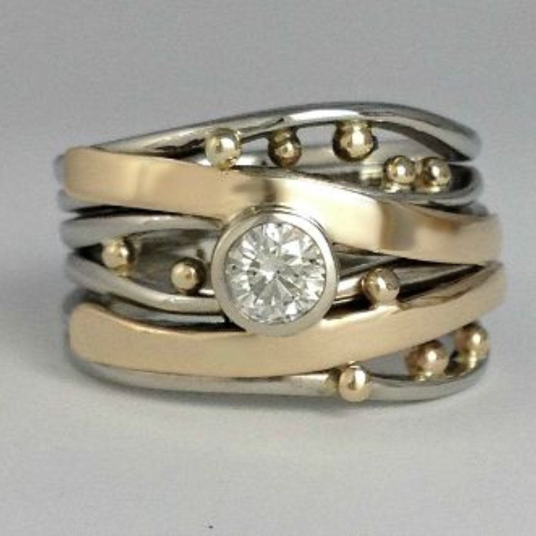 Two-Tone Crystal Ring