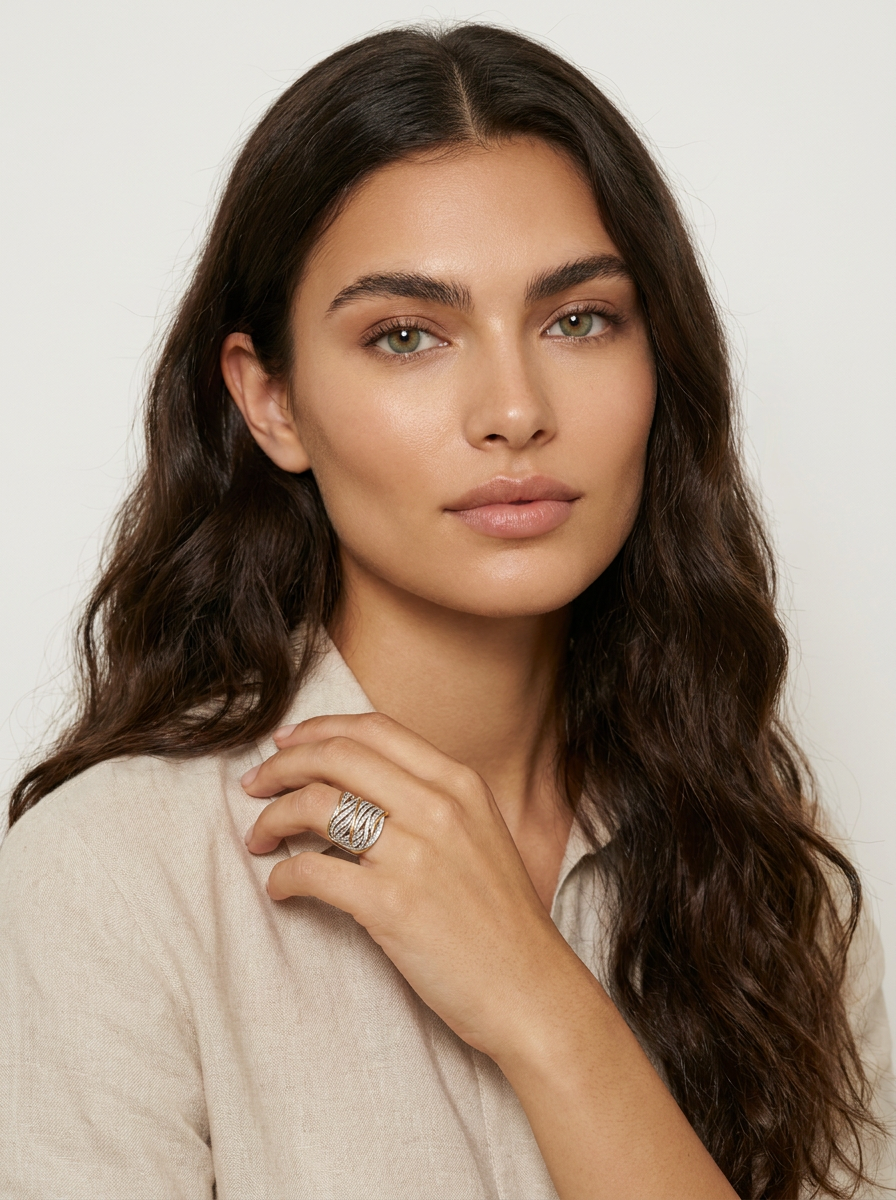 Two-Tone Crystal Ring