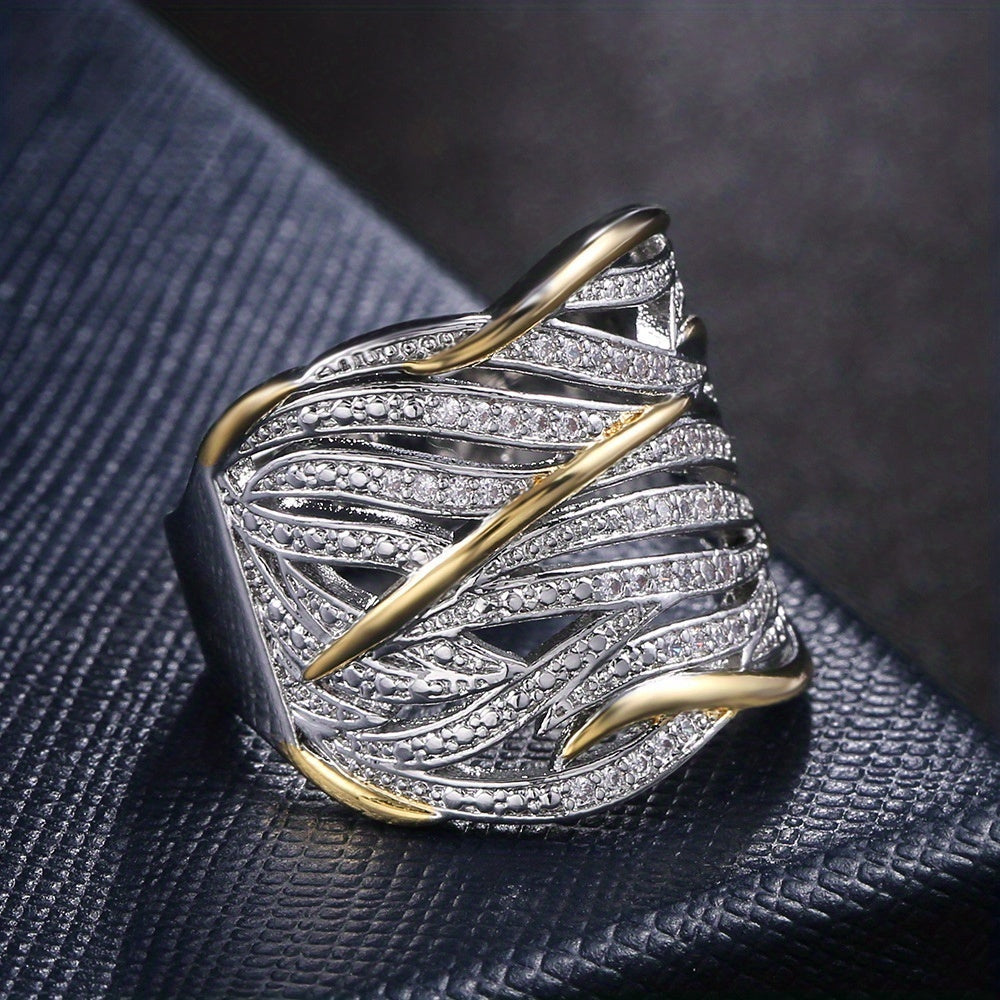 Two-Tone Crystal Ring