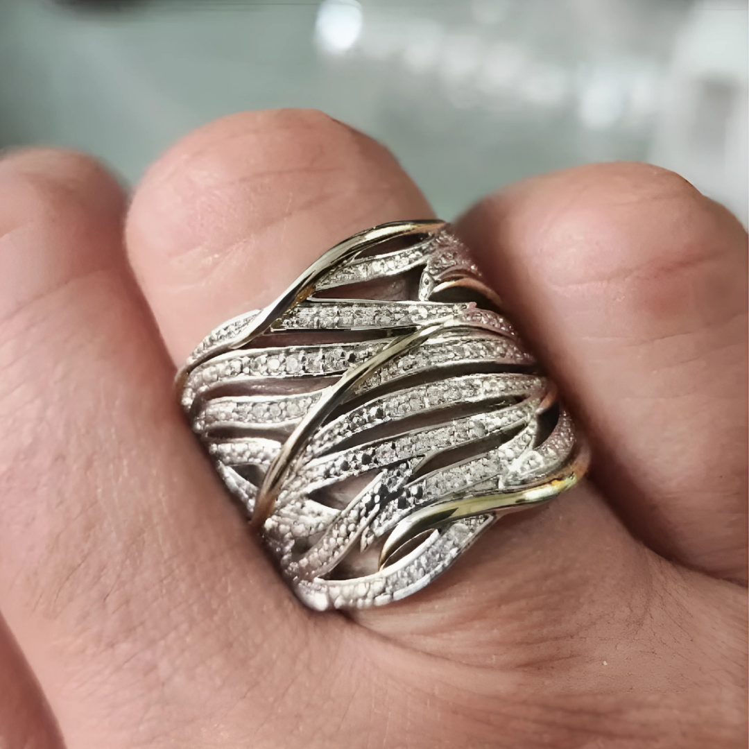 Two-Tone Crystal Statement Ring - Alessia