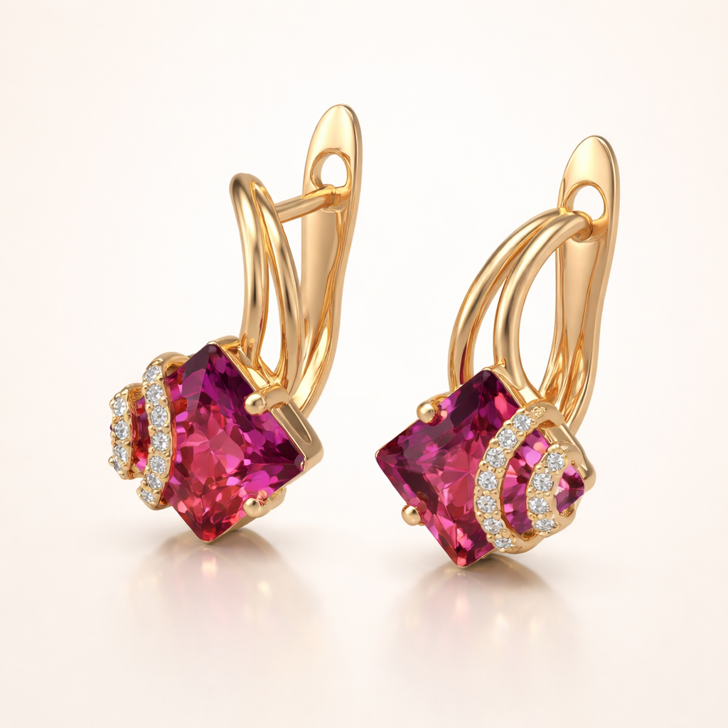 Pink Crystal Earrings