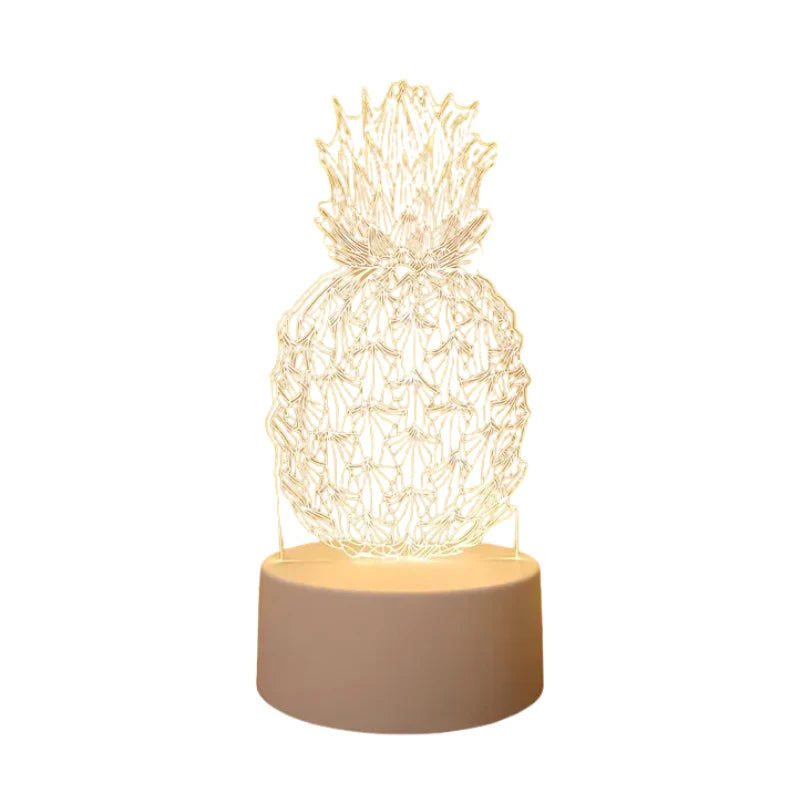 3D pineapple LED night light