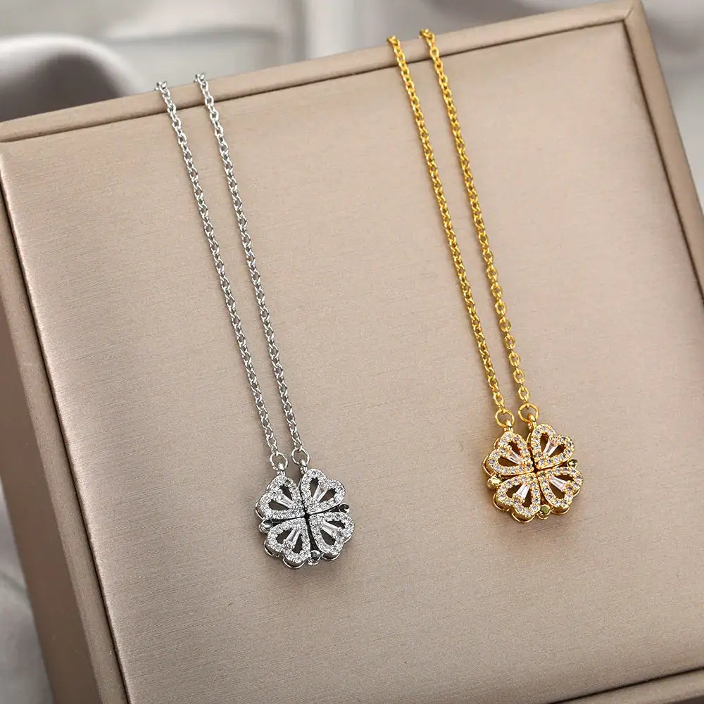 Adjustable Clover Heart Necklace - Celeste