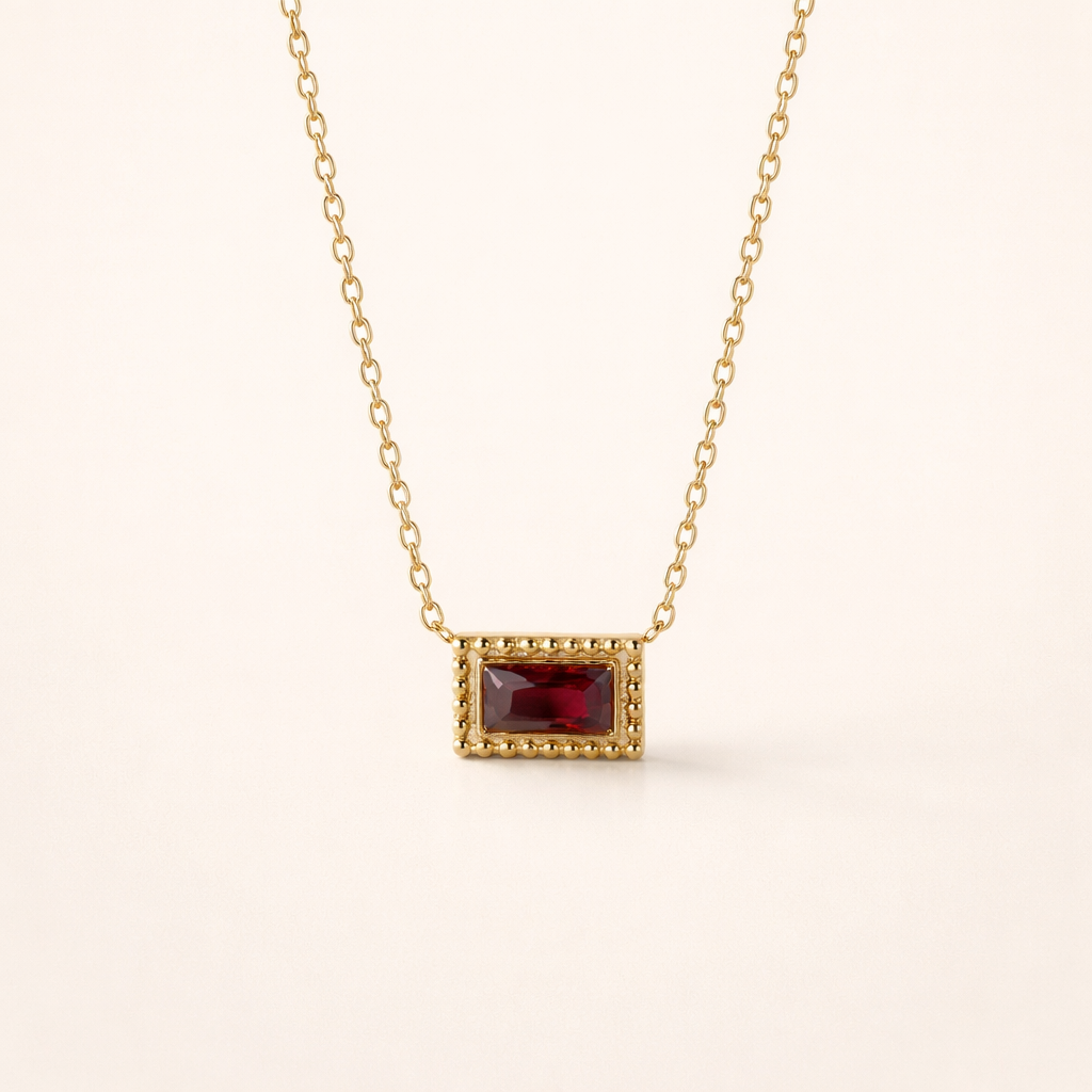 Baguette Birthstone Necklace
