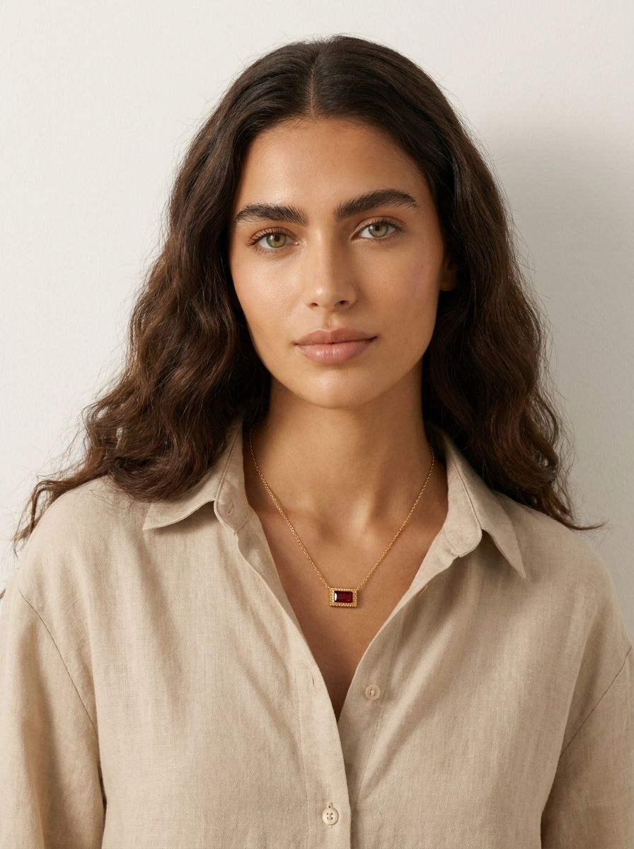 Baguette Birthstone Necklace