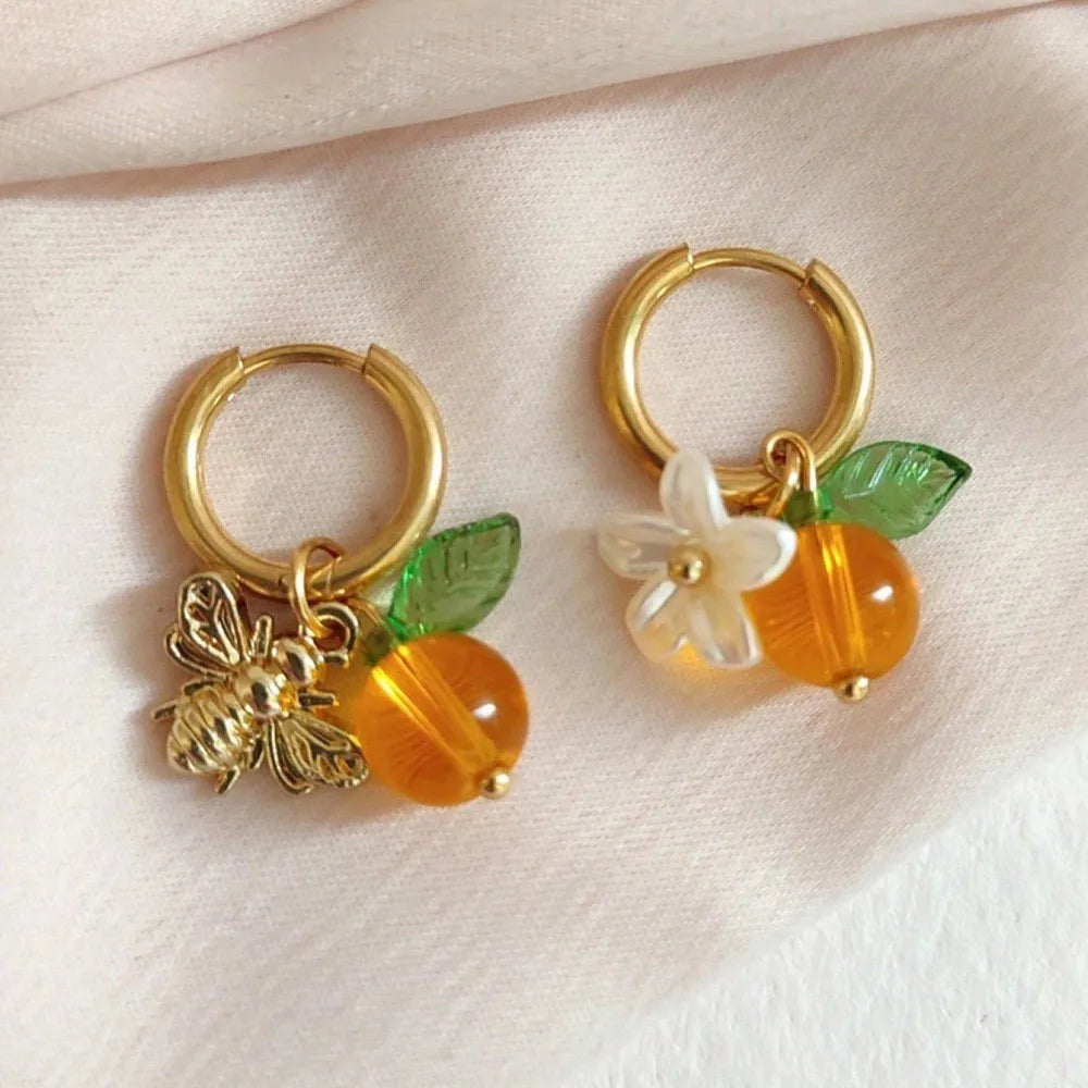 Bee & Blossom Charm Hoop Earrings